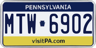 PA license plate MTW6902