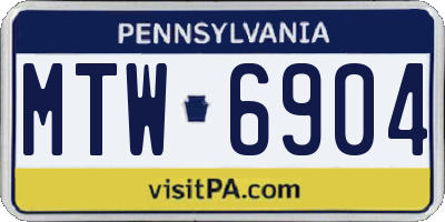 PA license plate MTW6904
