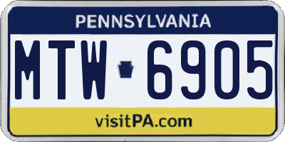 PA license plate MTW6905