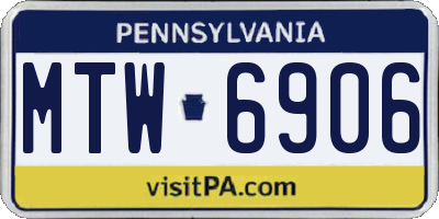 PA license plate MTW6906