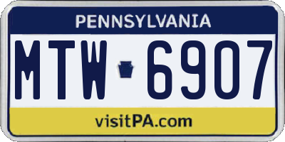 PA license plate MTW6907