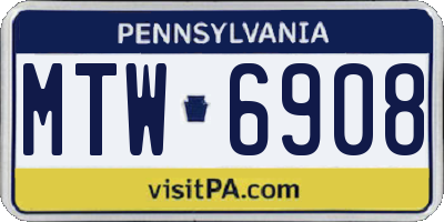PA license plate MTW6908