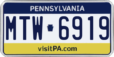PA license plate MTW6919