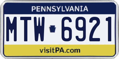 PA license plate MTW6921