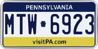 PA license plate MTW6923
