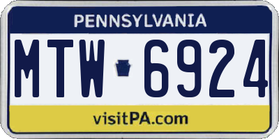 PA license plate MTW6924
