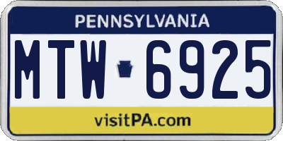 PA license plate MTW6925