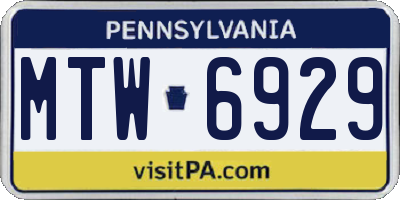 PA license plate MTW6929