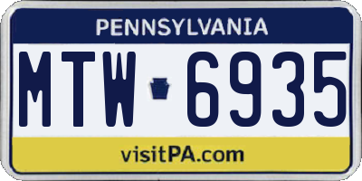 PA license plate MTW6935