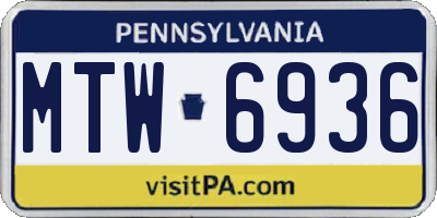 PA license plate MTW6936