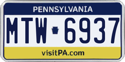 PA license plate MTW6937