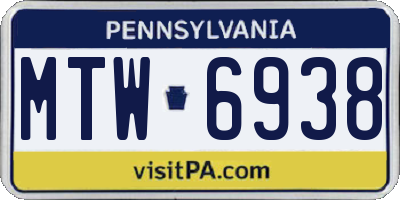 PA license plate MTW6938