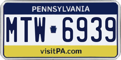PA license plate MTW6939