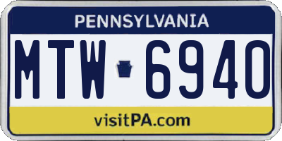 PA license plate MTW6940