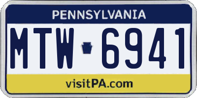 PA license plate MTW6941