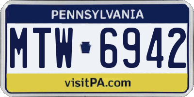 PA license plate MTW6942