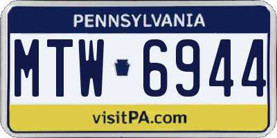 PA license plate MTW6944