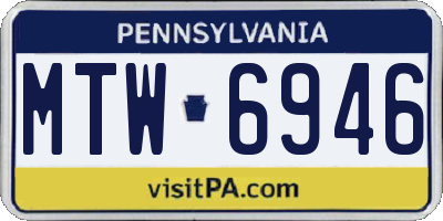 PA license plate MTW6946