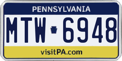 PA license plate MTW6948