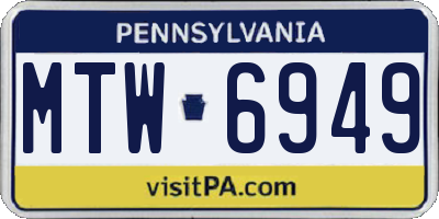 PA license plate MTW6949