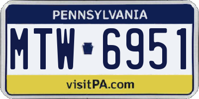 PA license plate MTW6951