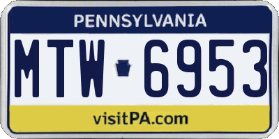 PA license plate MTW6953