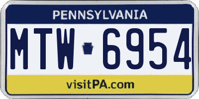 PA license plate MTW6954