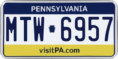 PA license plate MTW6957
