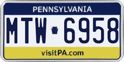 PA license plate MTW6958