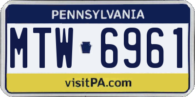 PA license plate MTW6961