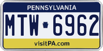 PA license plate MTW6962