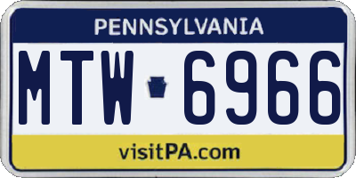 PA license plate MTW6966