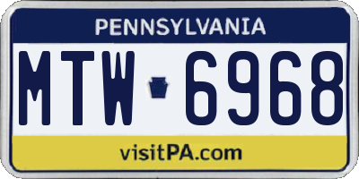 PA license plate MTW6968