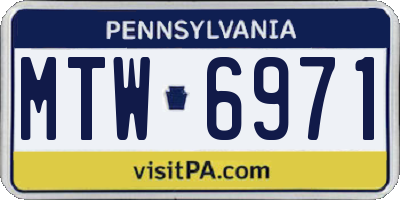 PA license plate MTW6971