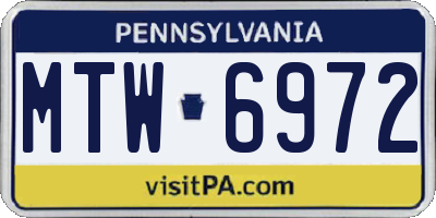 PA license plate MTW6972