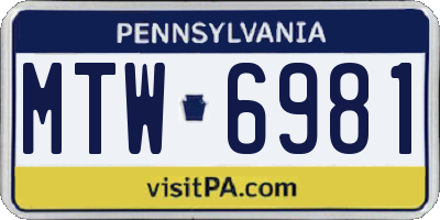 PA license plate MTW6981
