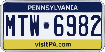 PA license plate MTW6982