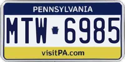 PA license plate MTW6985