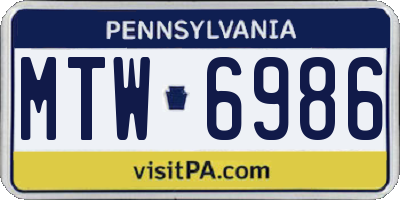 PA license plate MTW6986