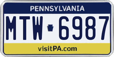 PA license plate MTW6987