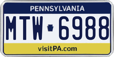 PA license plate MTW6988