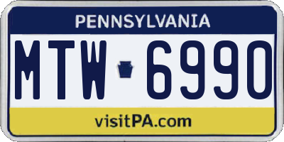 PA license plate MTW6990