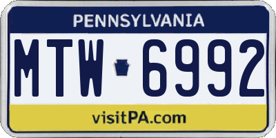 PA license plate MTW6992