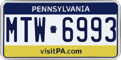 PA license plate MTW6993