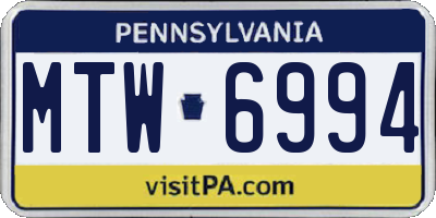 PA license plate MTW6994