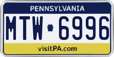 PA license plate MTW6996