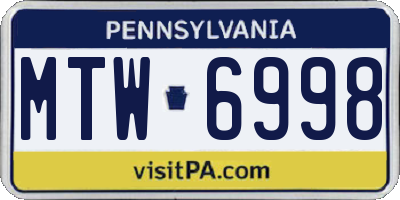 PA license plate MTW6998
