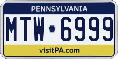 PA license plate MTW6999