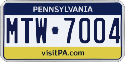 PA license plate MTW7004