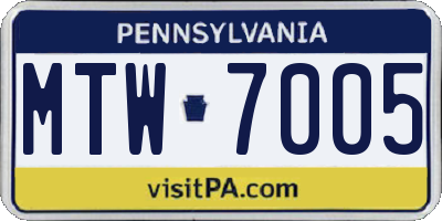 PA license plate MTW7005